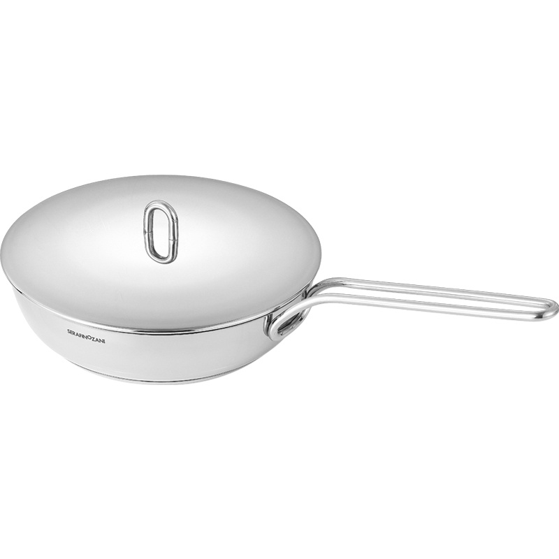 SERAFINOZANI意大利尚尼菲络系列18/10不锈钢长柄煎锅 无涂层物理不粘锅少烟锅28cm 电磁炉通用煎锅锅具
