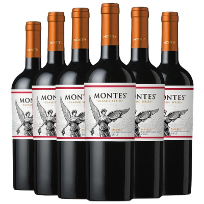 智利原瓶进口蒙特斯(montes)红酒经典系列马尔贝克干红葡萄酒750ml*6