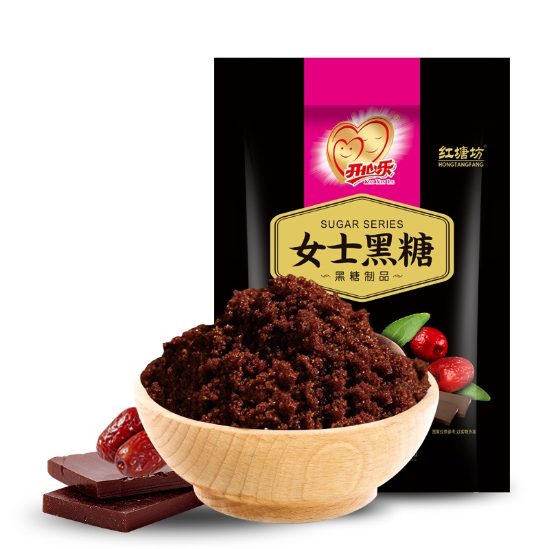 开心乐姨妈姜茶女士黑糖258g老土红糖农家手工甘蔗食糖姜汤