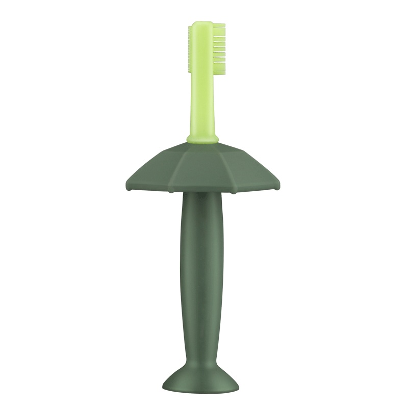 开优米kiuimi婴儿牙刷硅胶儿童训练牙刷一婴幼儿0-2岁儿童1-3软毛宝宝乳牙刷 绿色