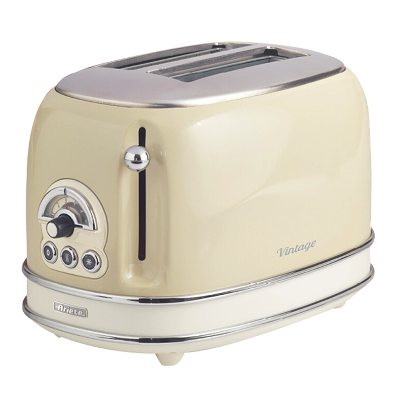 阿里亚特（Ariete）155多士炉 复古米早餐烤土司三明治面包机 6档温度调节不锈钢 双面烤面包机家用全自动早餐机