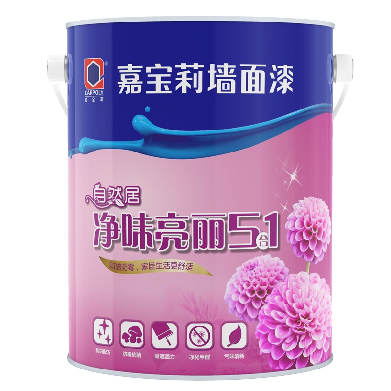 嘉宝莉乳胶漆室内涂料内墙漆白色家用自刷乳胶漆亮丽5合1墙面漆