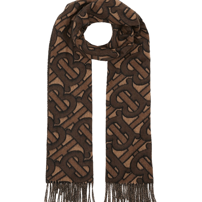 预订BURBERRY\博柏利 专属标识图案提花羊绒围巾 50*200CM
