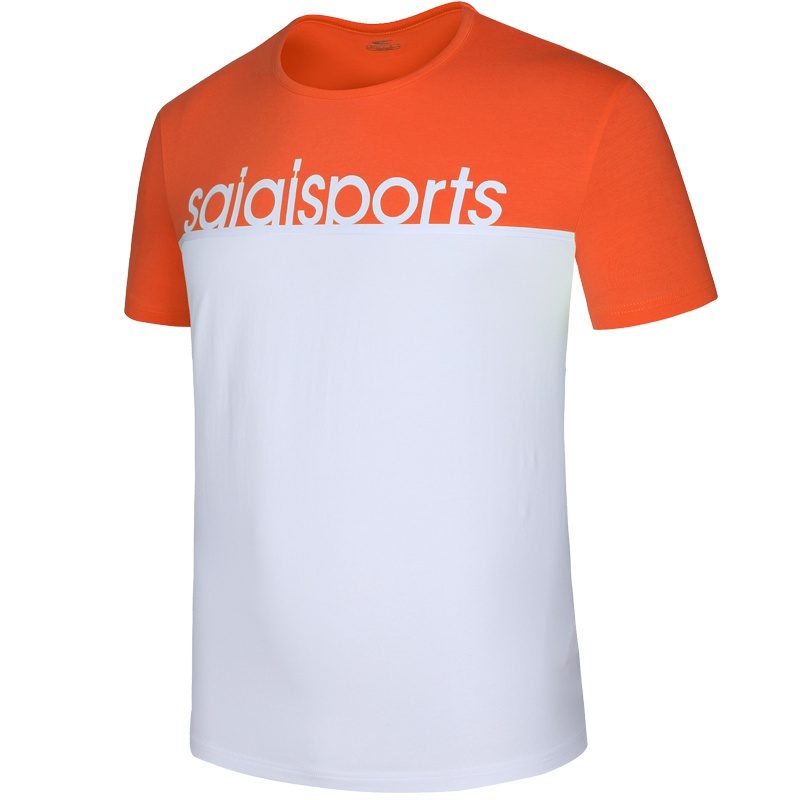 赛琪(SAIQI)短袖T恤 男子2018夏季百搭圆领拼接短袖t恤透气针织衫116413