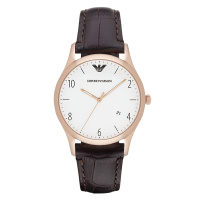 阿玛尼（Emporio Armani)手表 皮质表带男士经典时尚休闲石英腕表 AR1915