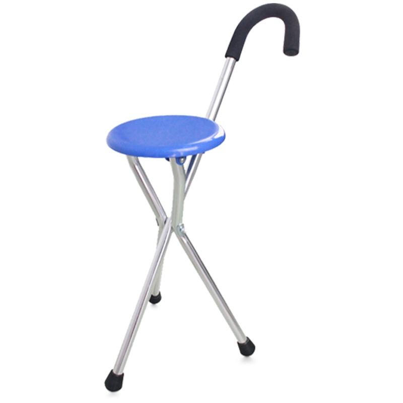 富林老人残疾人腋下拐杖带折叠手杖凳可伸缩式铝合金防滑三脚拐棍