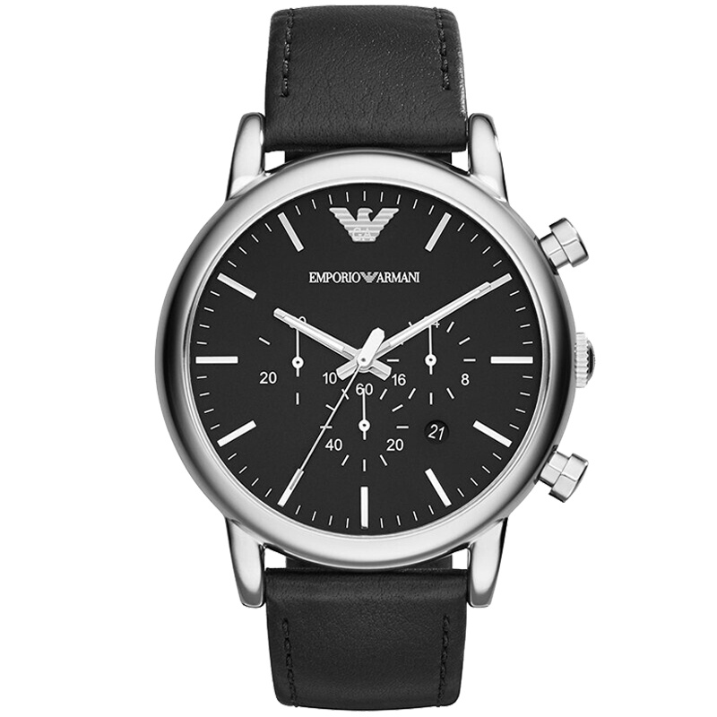 阿玛尼(EMPORIO ARMANI)手表 欧美品牌 男士手表英伦简约时尚三眼多功能防水男士手表石英表 男 AR1828