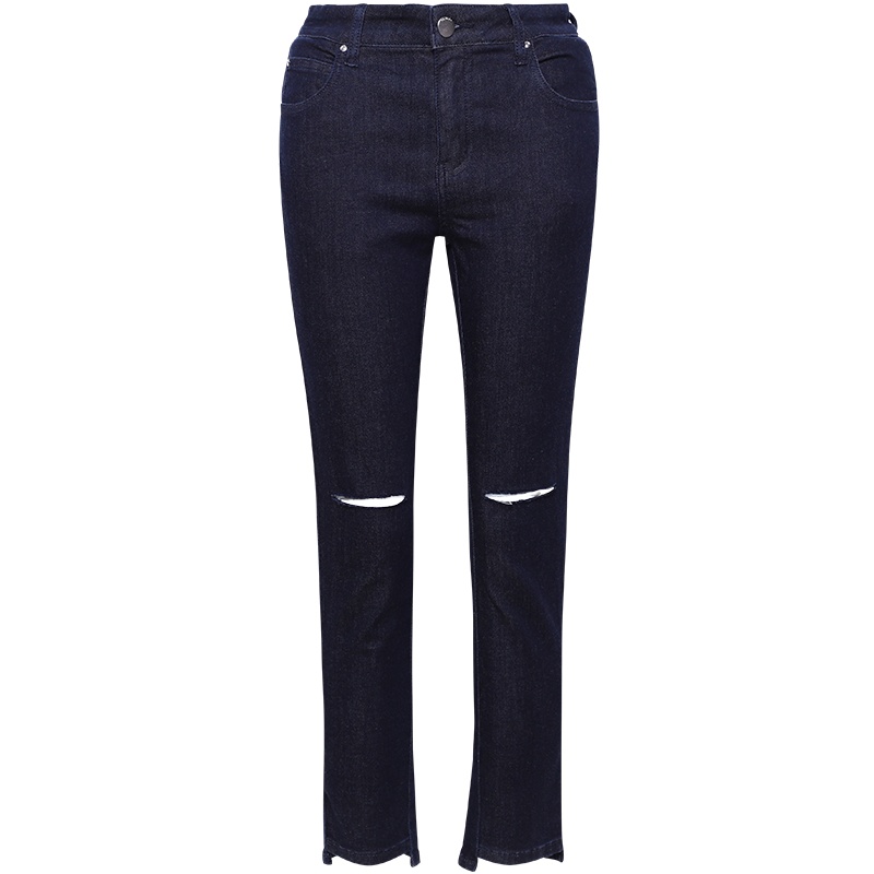 a02商场同款2020个性破洞印花修身直筒牛仔裤女D1V2C0521PN