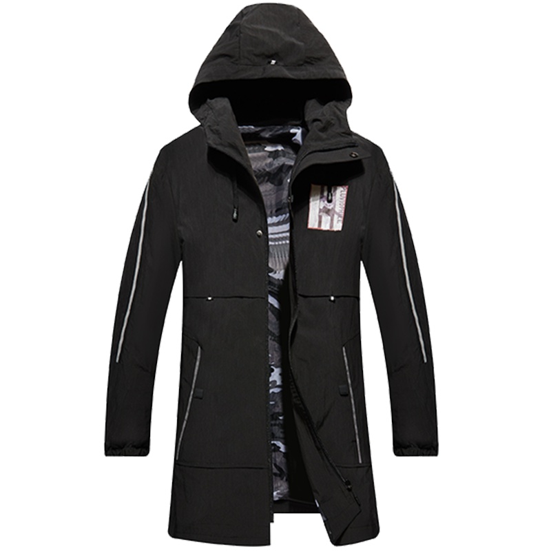 雅鹿男装2019春季新品首发时尚连帽男士束口袖风衣外套9901