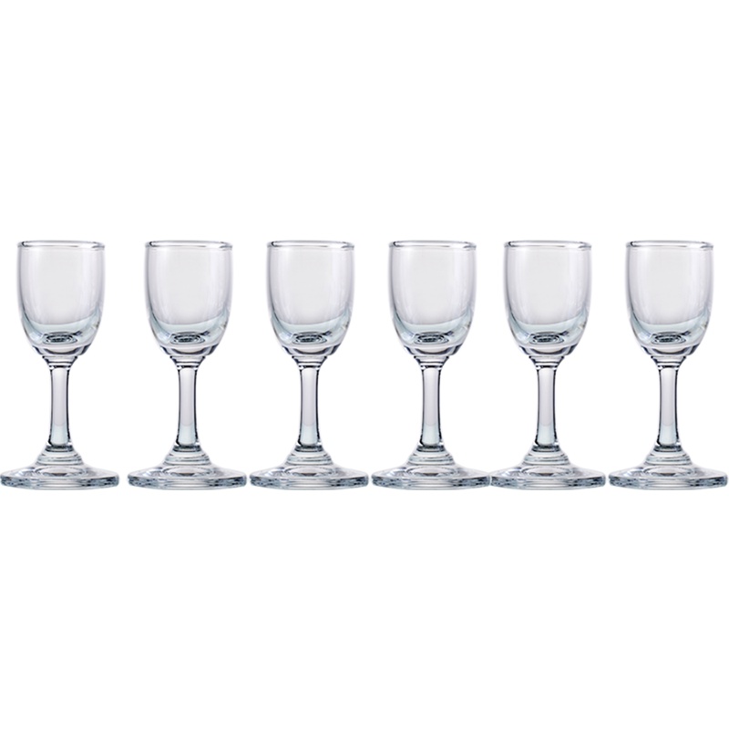 Ocean进口玻璃高脚小酒杯白酒杯烈酒杯一口杯30ML6只