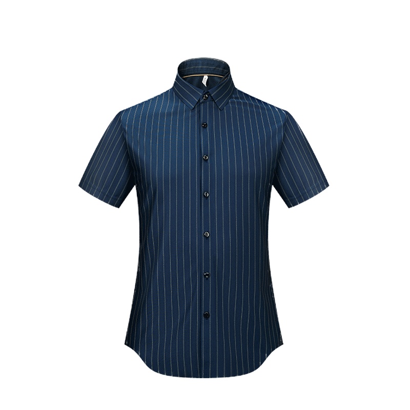 培罗蒙(Baromon)桑蚕丝短袖衬衣男夏季新款男士商务休闲条纹衬衫21005