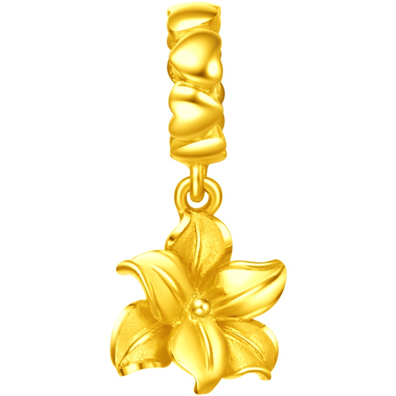 周大福花月佳期百合花足金金转运珠吊坠计价(工费: 68 )F217830