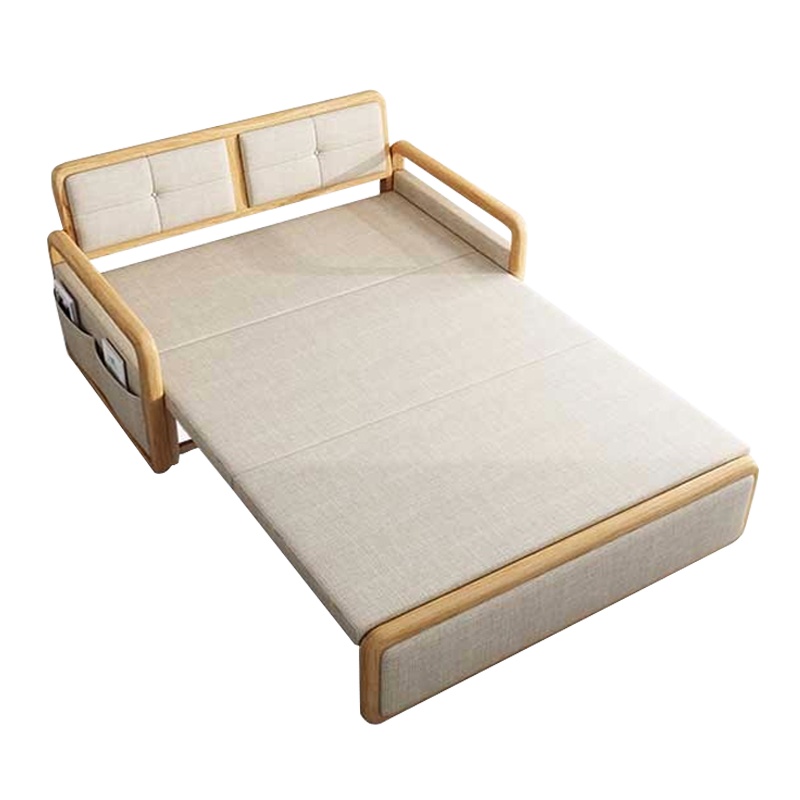 塞纳春天沙发床可折叠实木布艺客厅1.2米1.5米双人床精品家具北欧两用小户型多功能