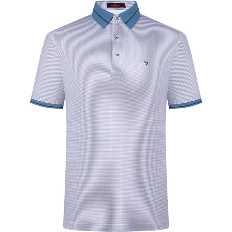 柒牌男装POLO衫2021夏季商务时尚新疆棉短袖休闲百搭格子半袖