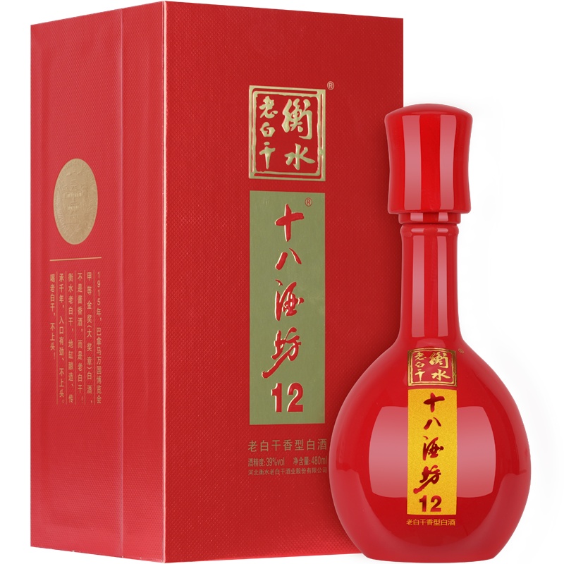 十八酒坊 白酒 陈坛陶藏12 39度 480ml 单瓶装 老白干香型