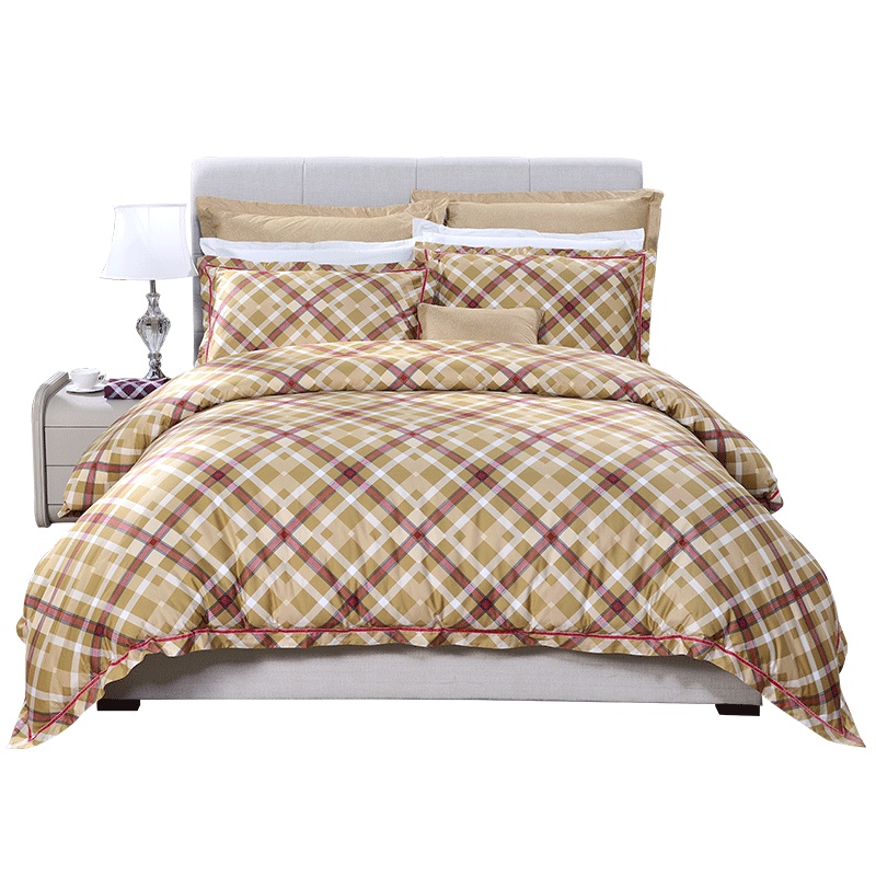 富安娜(FUANNA)家纺 纯棉四件套60支缎纹1.5米全棉床品套件1.8米双人床上用品床单被套