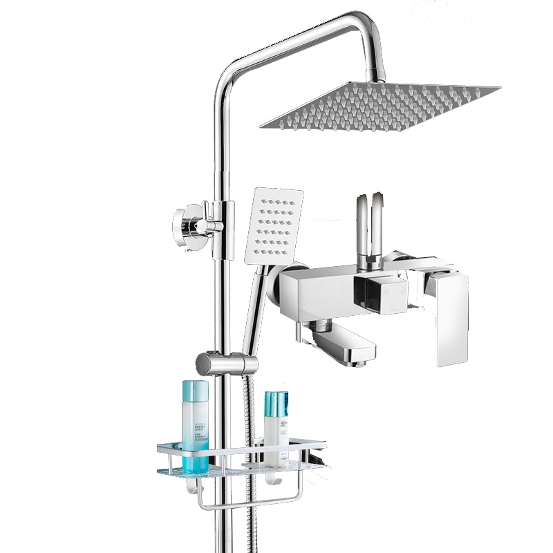 淋浴花洒套装全铜冷热水龙头增压喷头浴室升降淋浴器混水阀不锈钢壁挂式双出水 挂墙式凯帝凡