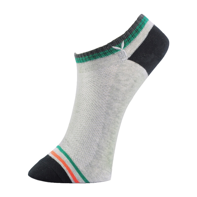 花花公子袜子男士船袜全棉透气弹力低帮拼色时尚潮吸汗男运动休闲袜2976-1双装
