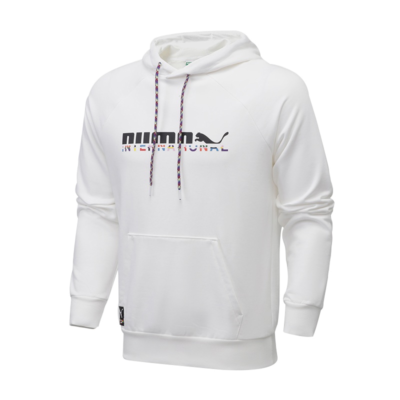 PUMA彪马白色卫衣男运动服2021春季新款连帽休闲套头衫531329