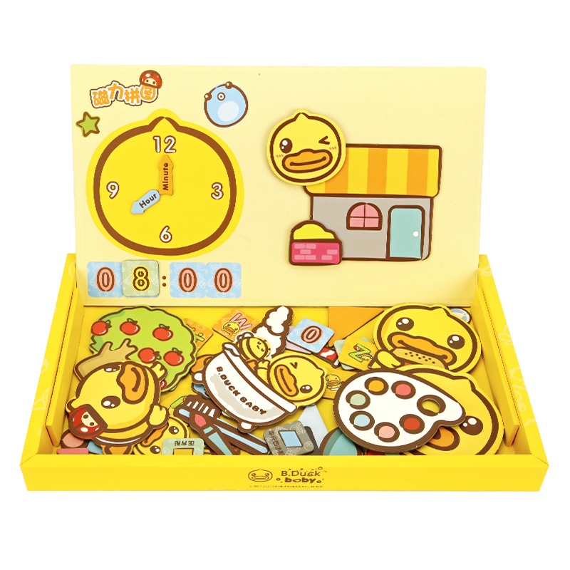 B.Duck小黄鸭 UNIFUN磁力拼图儿童益智早教3岁宝宝七巧板磁性玩具WL-BD530