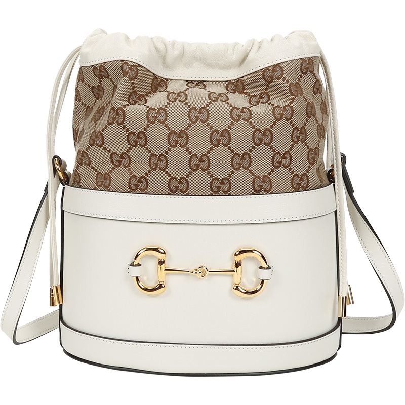GUCCI 古驰 女士 皮革/帆布马衔扣1955系列单肩斜挎包水桶包 602118 1DBUG