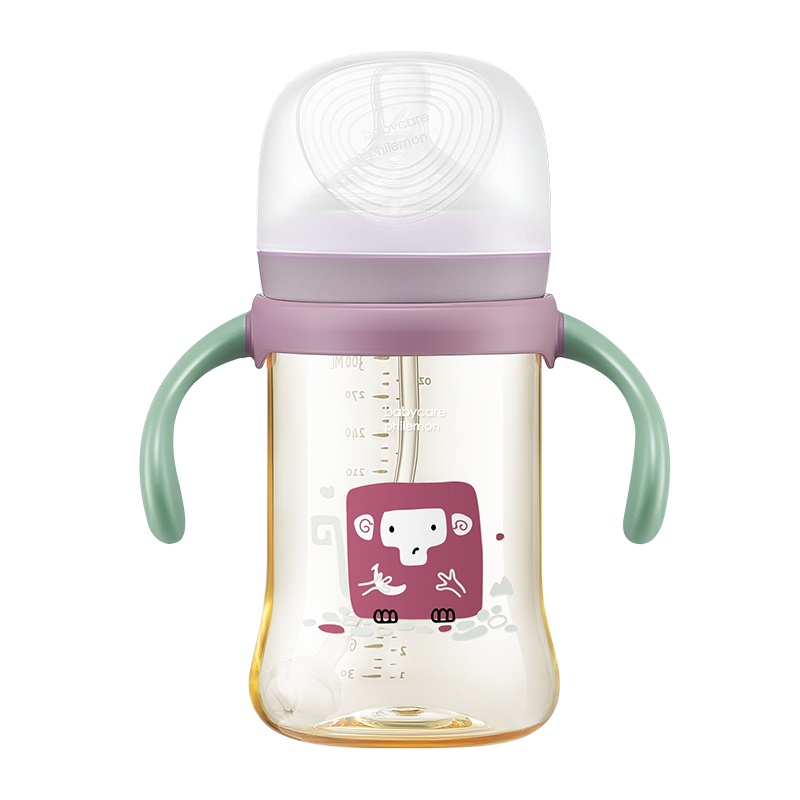 babycare婴儿奶瓶ppsu耐摔新生儿宽口径宝宝硅胶吸管奶瓶防胀气 暮色紫 300ml