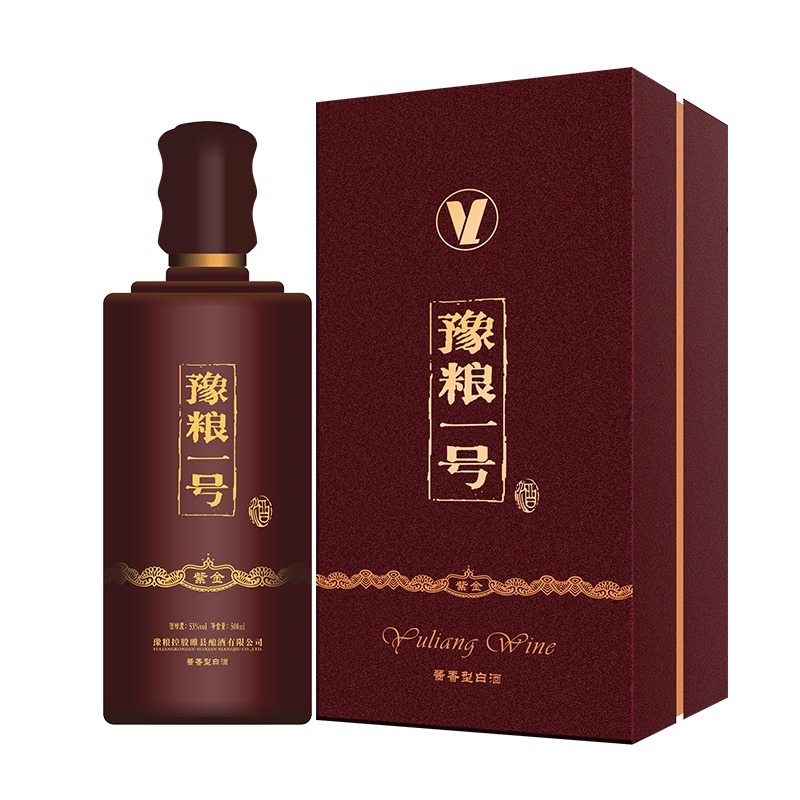 豫粮一号紫金500ml 酱香型白酒瓶装53度纯粮食酿造送礼收藏单瓶
