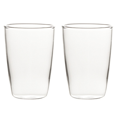 苏宁极物 高硼硅玻璃水杯2只装高档杯子加厚耐热玻璃杯泡茶早餐牛奶