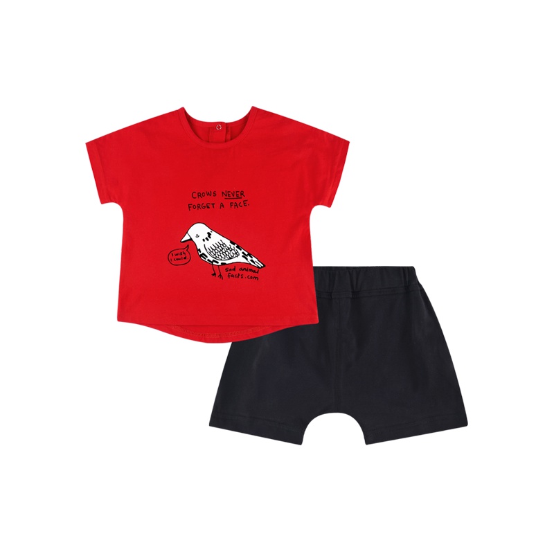 angeeb宝贝心语夏季宝宝套装男女童短袖T恤短裤两件套