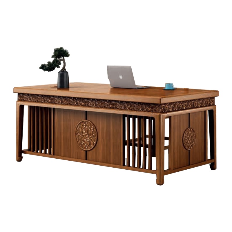 钜晟 新中式小班台办公桌1.6米胡桃实木主管桌经理办公桌JS-GLZB-1608