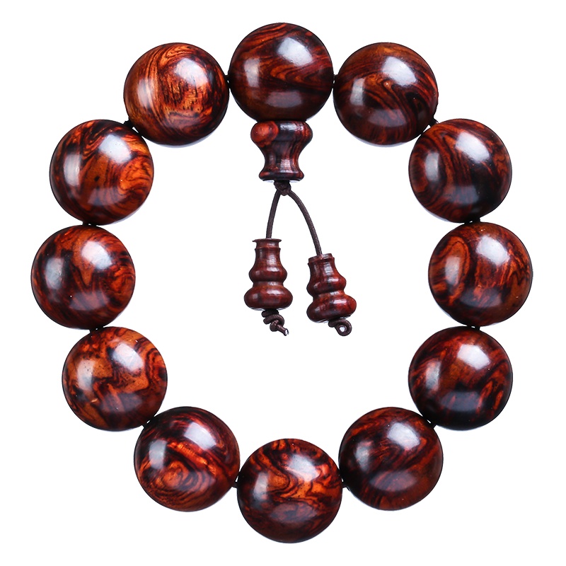 月印百川 黄花梨木手串 男款水波纹油梨佛珠手链