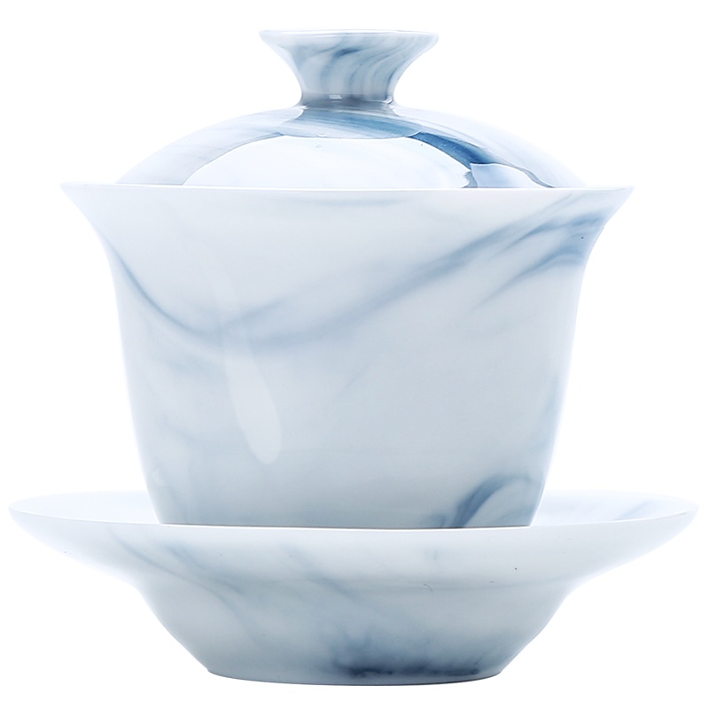 領藝 盖碗茶杯大号三才盖碗陶瓷茶具薄胎手工窑变茶杯 如梦令盖碗