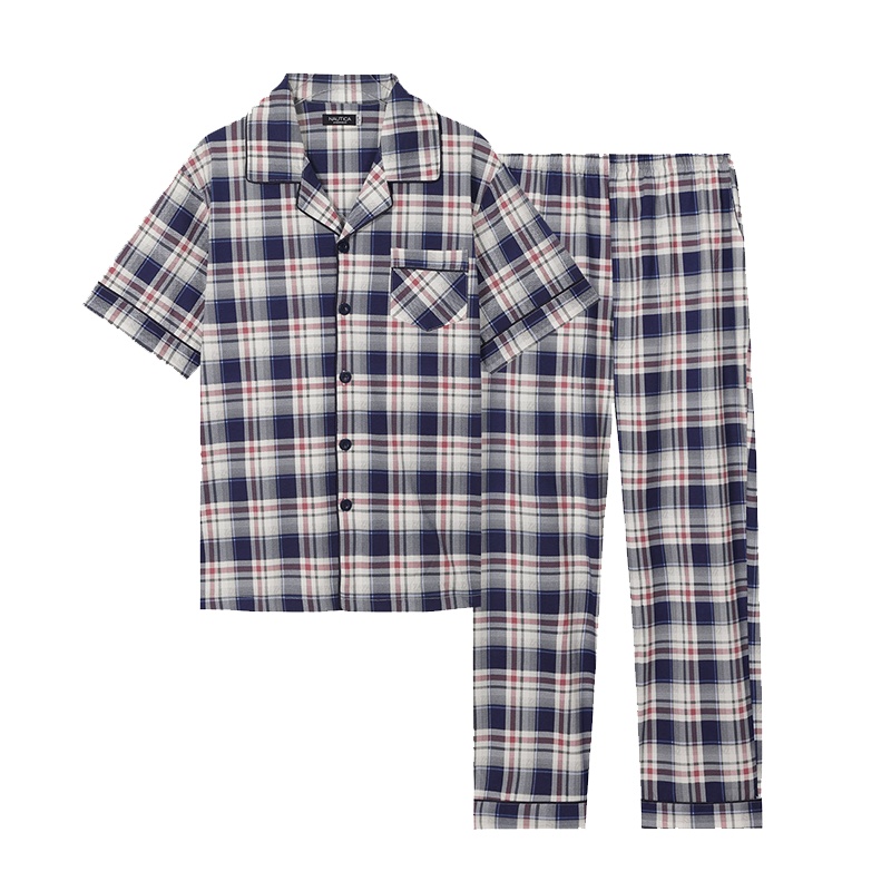 诺帝卡NAUTICA UNDERWEAR男士纯棉舒适亲肤短袖睡衣套装短袖家居服