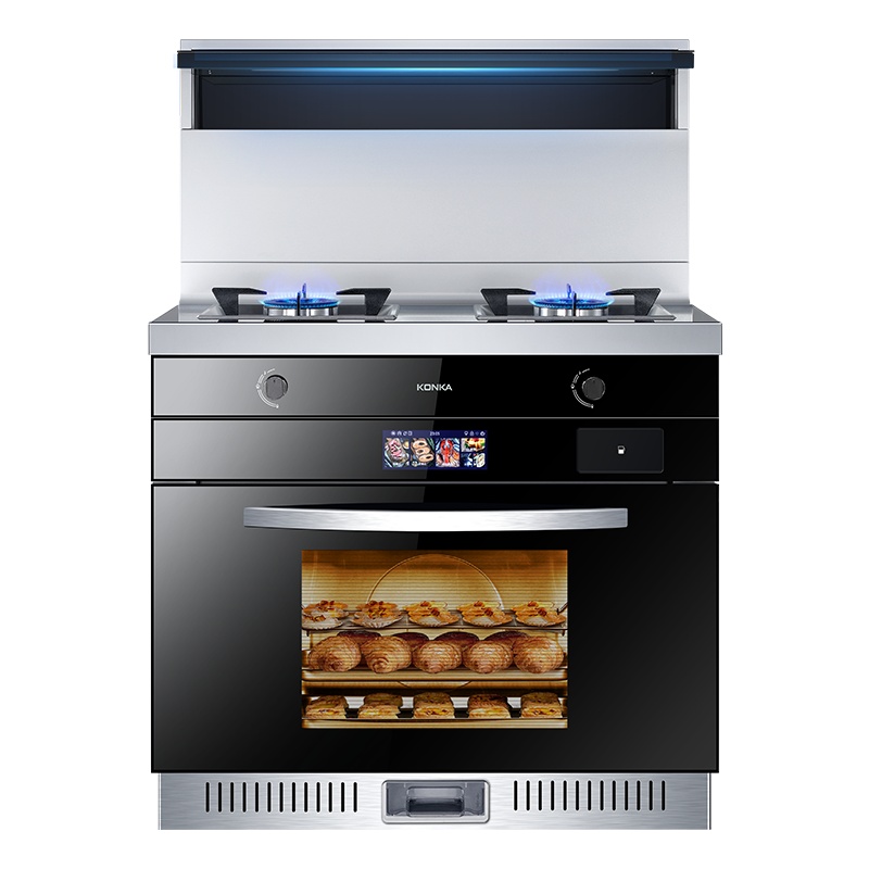 [2021新款]康佳(KONKA) KD21 集成灶 彩屏智能菜单家用蒸烤一体侧吸下排油烟机燃气灶环保一体灶 天然气