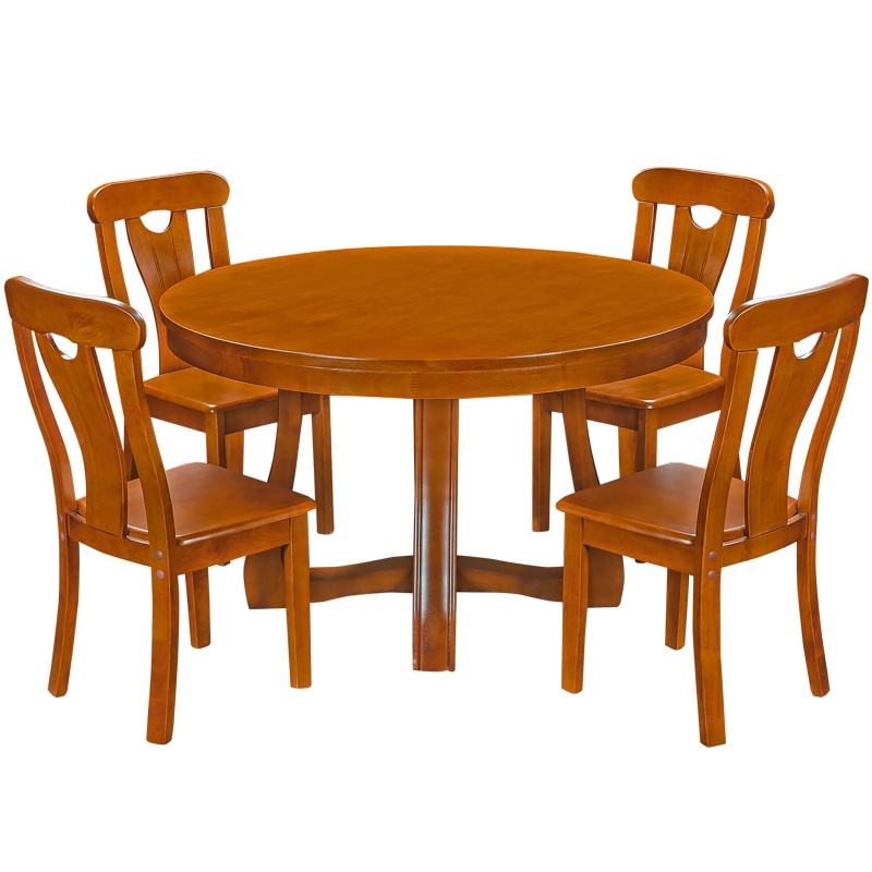 HiBoss餐桌圆形饭桌圆桌子家用餐桌椅组合