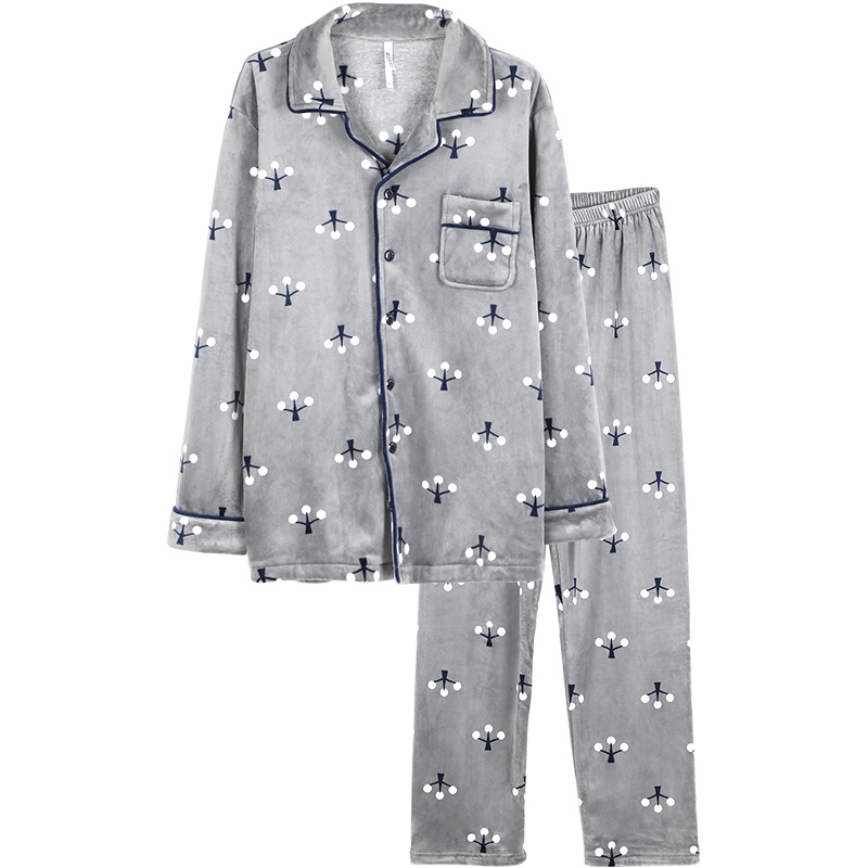 红豆(HODO)居家女士睡衣红豆居家精梳全棉开衫翻领植卉印花长袖家居服睡衣套装