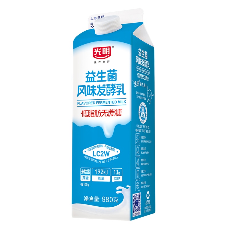 光明益生菌风味发酵乳(低脂无蔗糖)980g*16