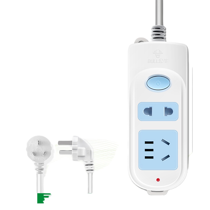 bull公牛插座插排插板带线正品家用多孔面板拖接线板电源插座带保护门612-2位插-1.8米