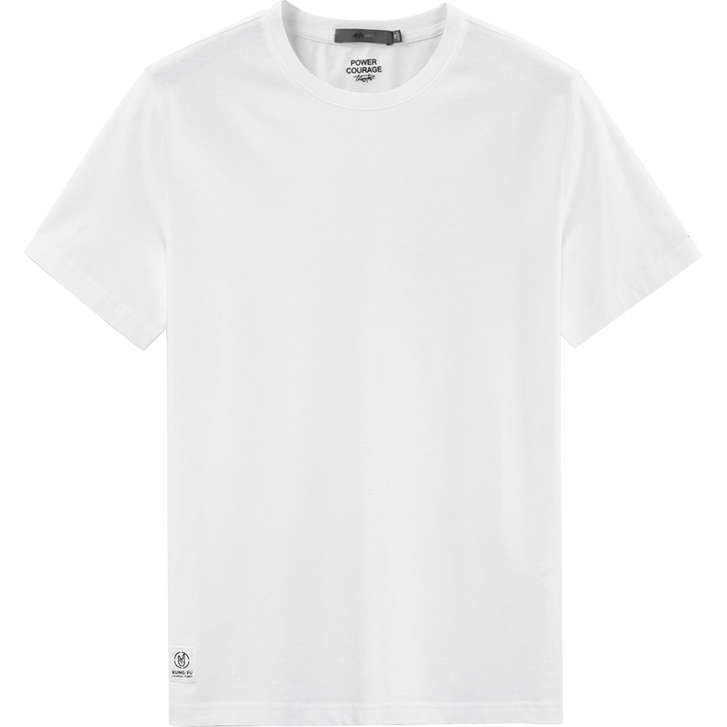 黑鲸简单清爽白t夏季男装贴标装饰短袖T恤男CNTBJ28110A