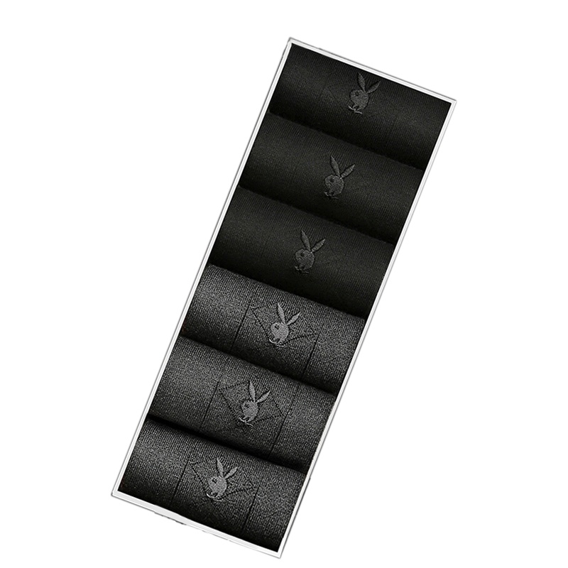 花花公子男士袜子男中筒袜抗菌纯棉潮运动袜舒适透气男生休闲袜2272-6双礼盒装