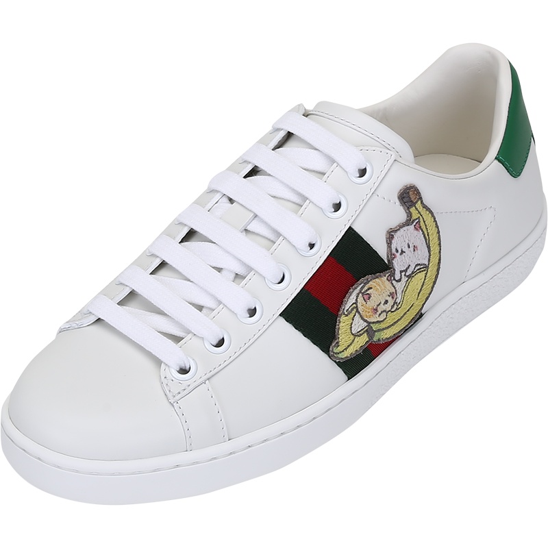 古驰 GUCCI 女士Ace系列皮革系带休闲运动鞋板鞋小白鞋661663 0FI60