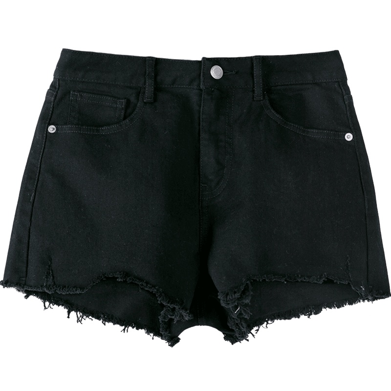 森马春秋休闲短裤女2019新款毛边黑色弹力显瘦裤子ins潮网红裤子