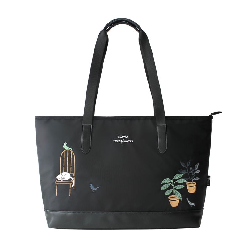 花间公主小幸福新款尼龙布单肩大容量手提大包文艺女士包包托特包