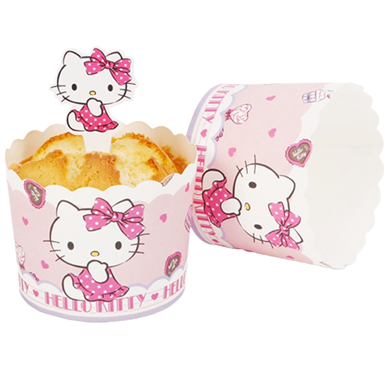 学厨 HELLO KITTY 烘焙纸杯工具 马芬纸杯蛋糕模具 7cm烤蛋糕纸杯 蛋糕杯 25只装 附送插卡 KT7069