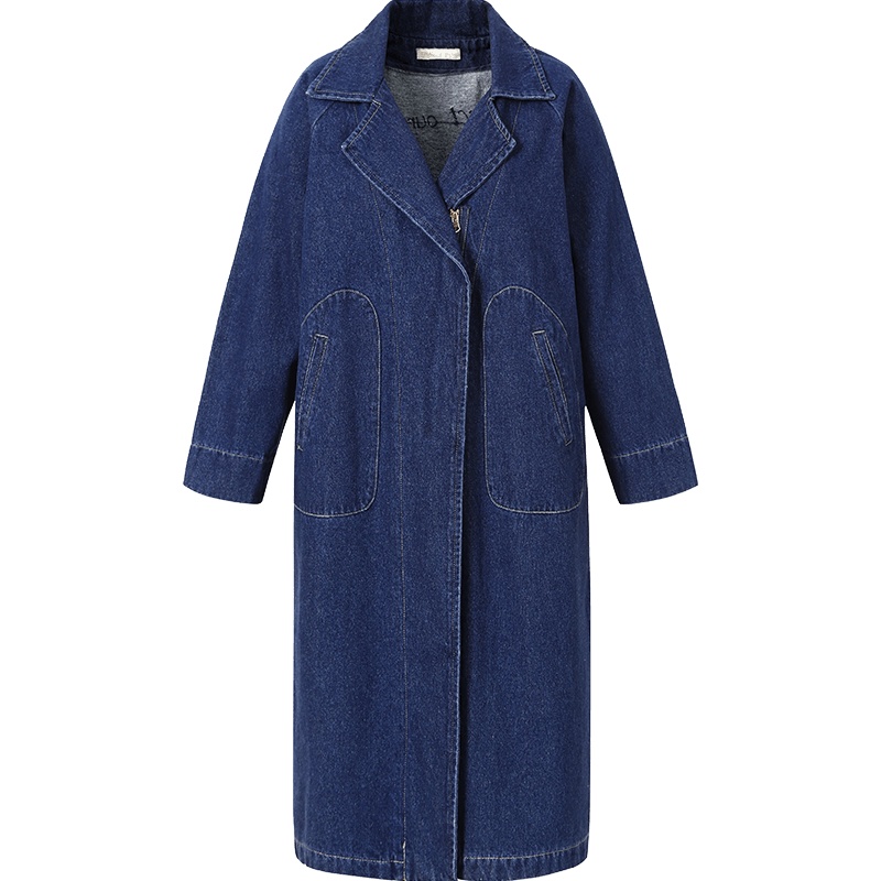 艾莱依2019秋季新款街头风H型大翻领半身链女外套中长款601814045