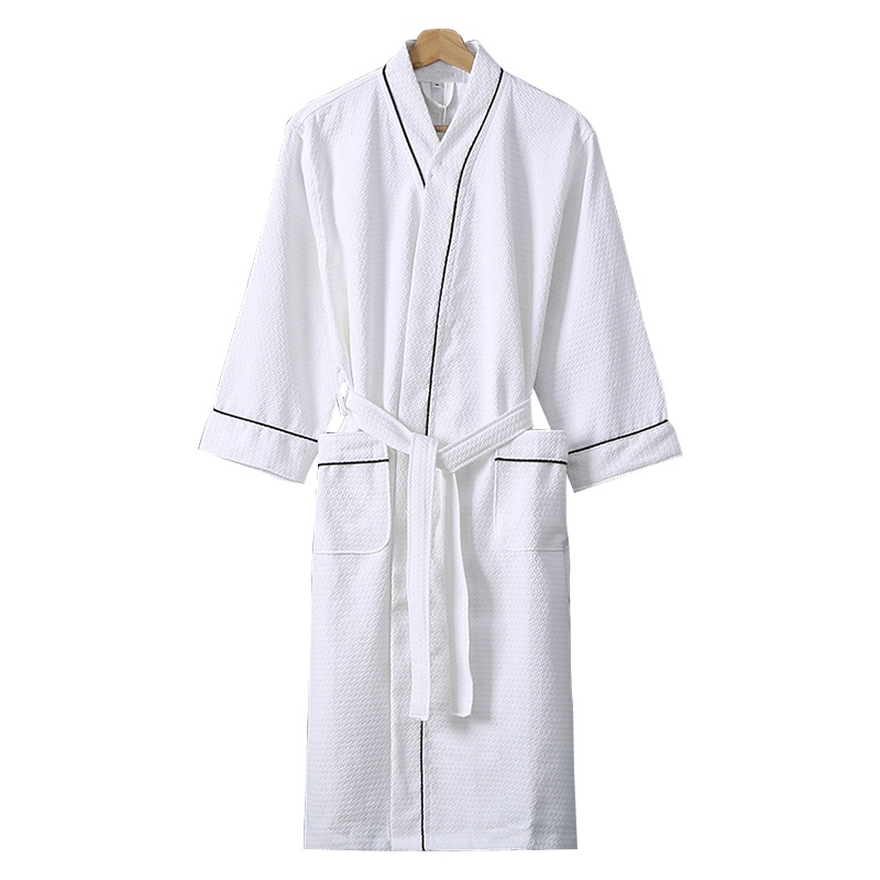 京城派 夏季浴袍酒店浴袍男女士浴衣棉华夫格睡袍薄款长款情侣全棉吸水速干睡袍