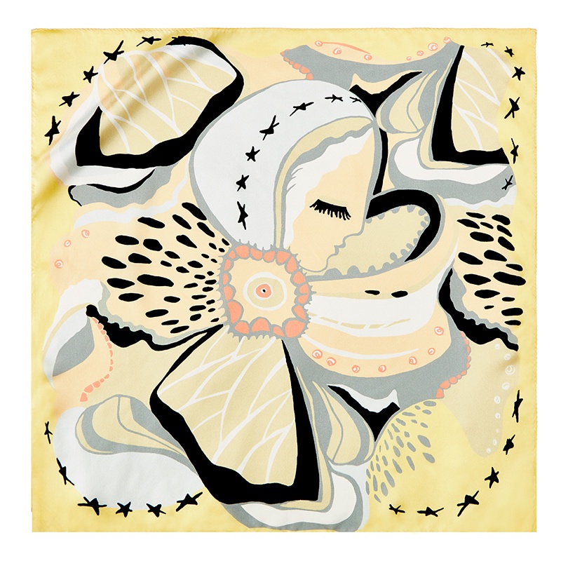 万事利春夏真丝围巾时尚双面印花领巾女士中方巾桑蚕丝女童趣