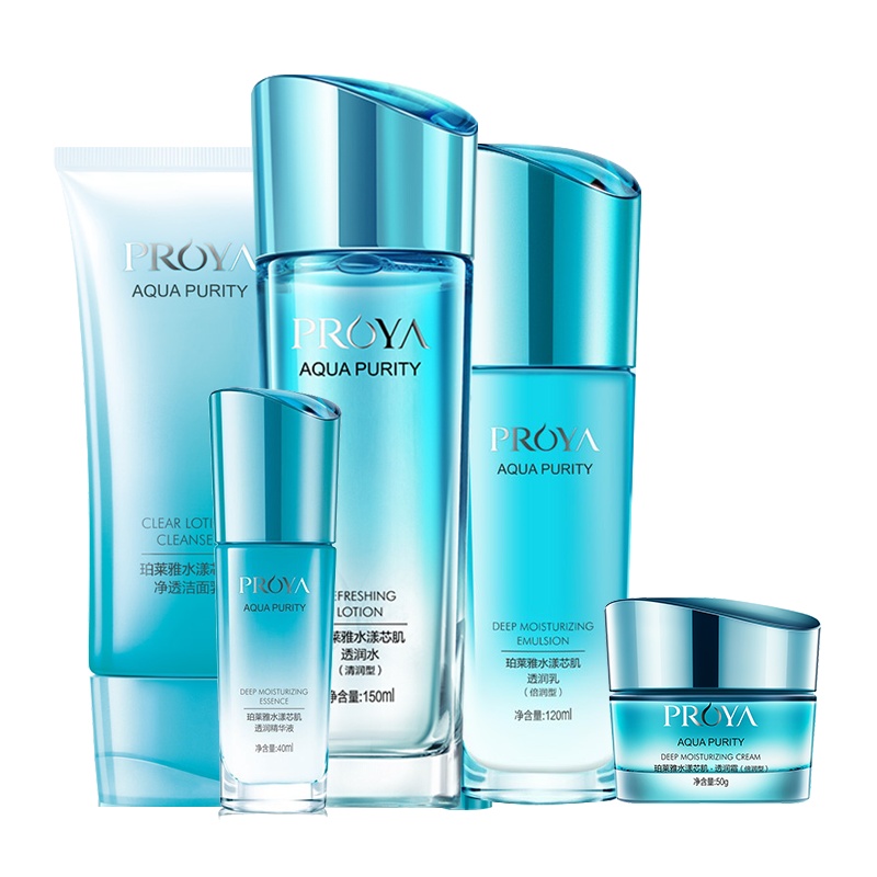 珀莱雅(PROYA)水漾芯肌护肤套装(透润乳120ml+透润水150ml+洁面乳120g+透润霜50g+精华液40ml)