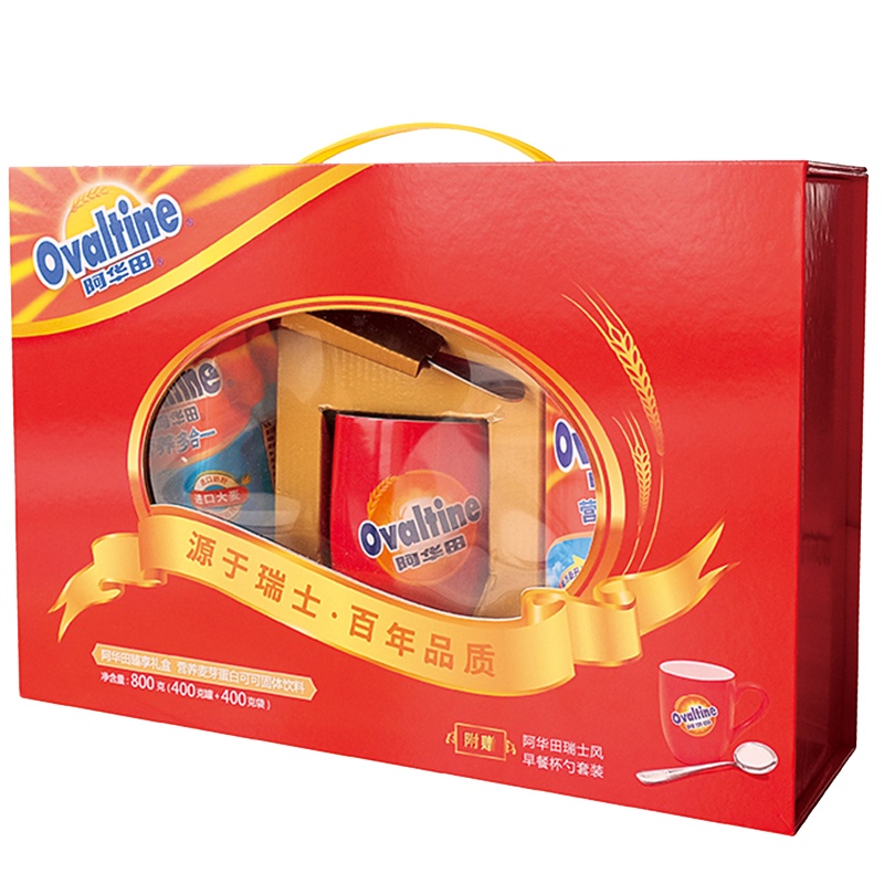 阿华田可可粉早餐 下午茶 精美年货礼盒 400g袋装+400g听装 礼盒装800g附赠杯勺