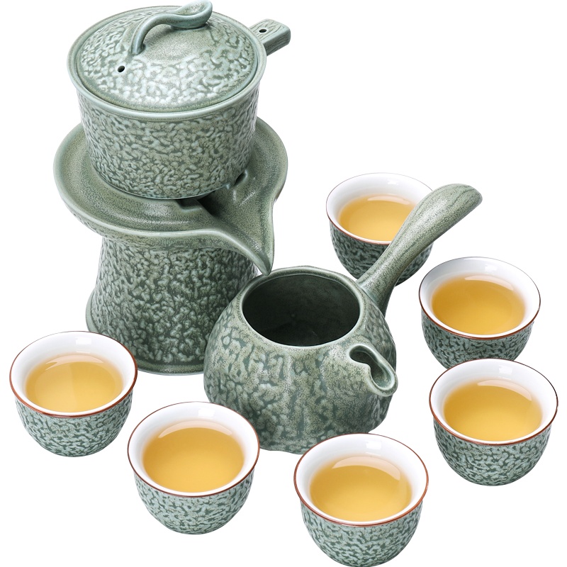 博为 半全自动功夫茶具套装家用陶瓷懒人石磨泡茶壶茶杯整套